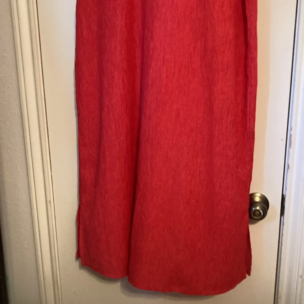 Eileen Fisher Orange Woven Plissé Mock Neck Dress| Sz S/P Pre Owned condition - Picture 3 of 13